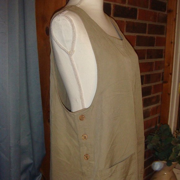 Vintage David N. Khaki Overall Dress M - Picture 3 of 8